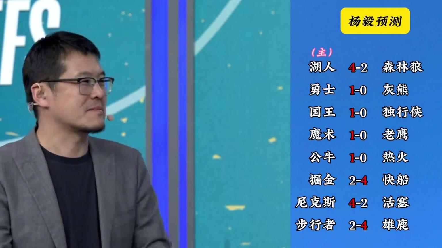 明燈來(lái)了！看看楊毅的季后賽預(yù)測(cè)：湖人4-2狼 快船4-2掘金